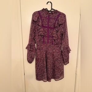 Koko + Mason Purple Floral Ruffle Dress Size xs NWT